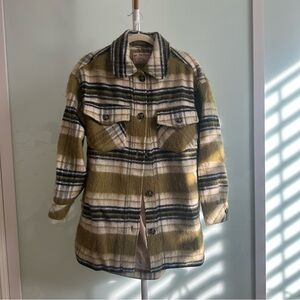 Free People Green Plaid Shirt Jacket